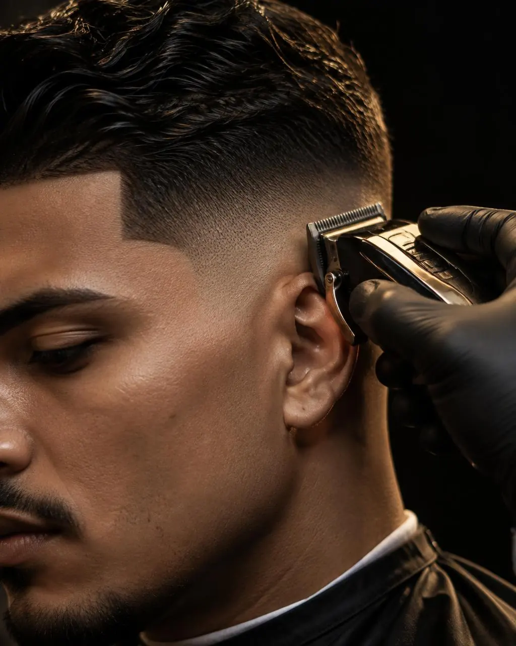 Detalle de un fade realizado en BARBER1